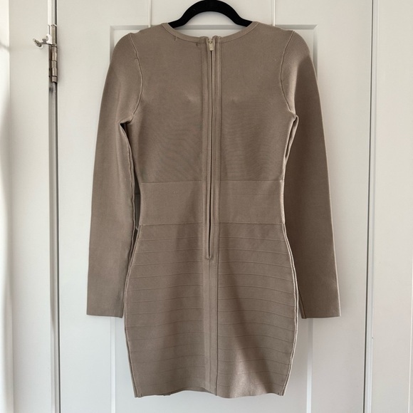 Vintage Y2K Marciano taupe gray long sleeve bodycon bandage dress - Medium - Picture 3 of 6